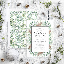 Invitación Fiesta de feriado de invierno rústico Fir Cone