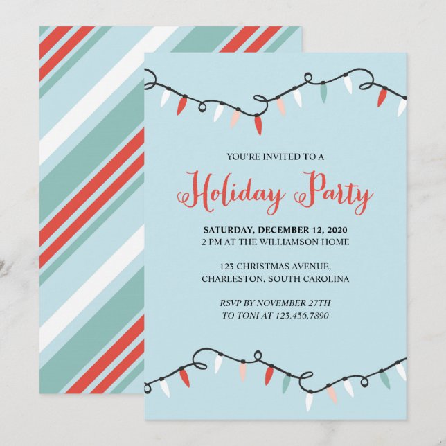 Invitación Fiesta de feriado de los navidades (Anverso / Reverso)