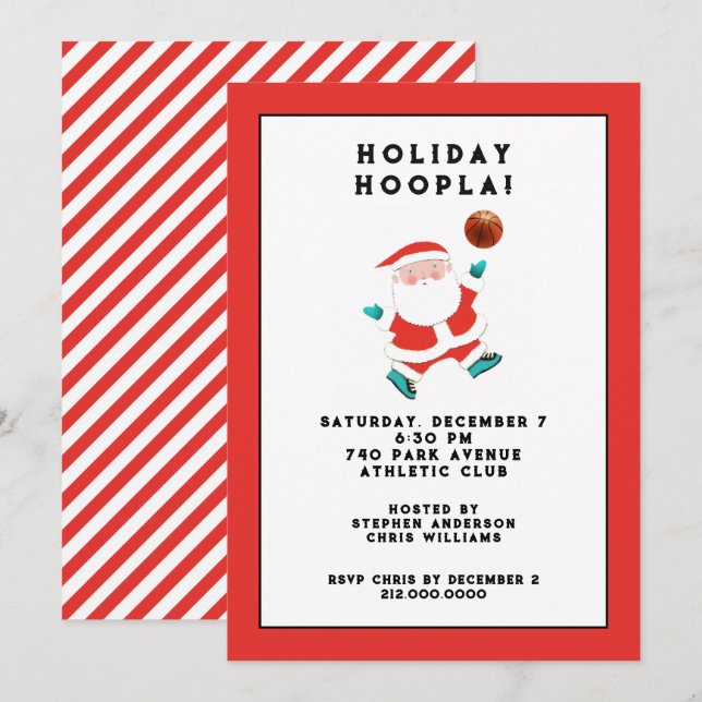 Invitación Fiesta de feriado de los Navidades de baloncesto (Anverso / Reverso)