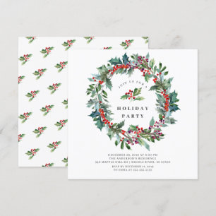 Invitación Fiesta de feriado de los Navidades de Holly Berry