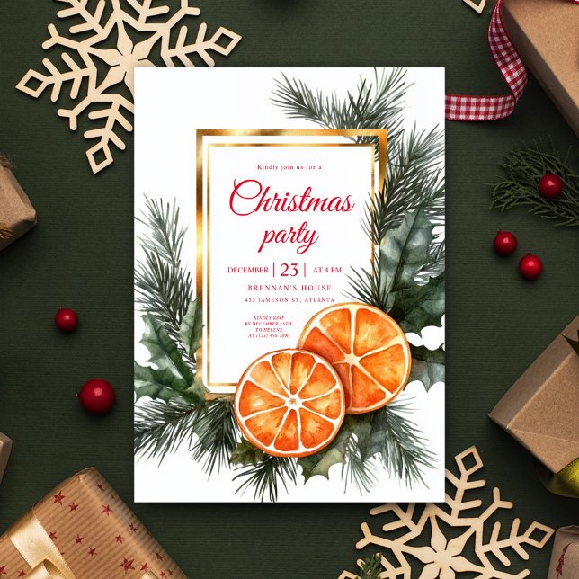 Invitación Fiesta de feriado de los Navidades de los Naranjas (Citrus Dried Oranges Christmas Holiday Party Invitation)