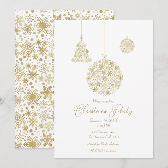 Invitación Fiesta de feriado de los Navidades de los Ornament (Anverso / Reverso)