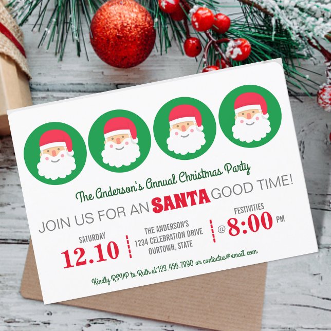 Invitación Fiesta de feriado de los Navidades de Papá Noel (Subido por el creador)