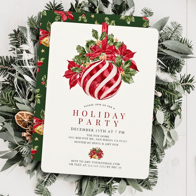 Invitación Fiesta de feriado de los Navidades del Ornamento R (Subido por el creador)