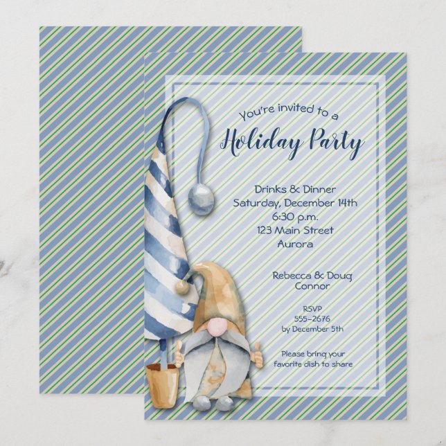 Invitación Fiesta de feriado de los navidades Gnome (Anverso / Reverso)