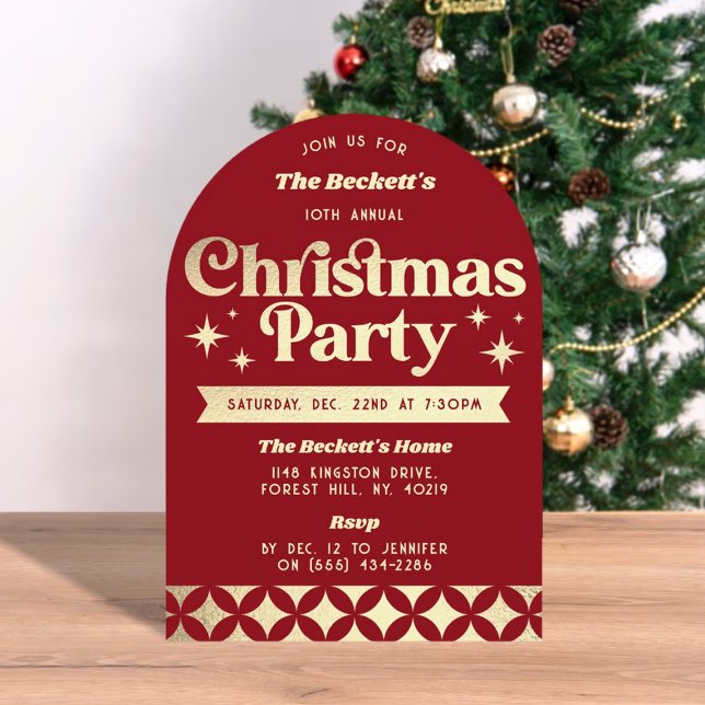 Invitación Fiesta de feriado de los Navidades Retro Groovy (Subido por el creador)