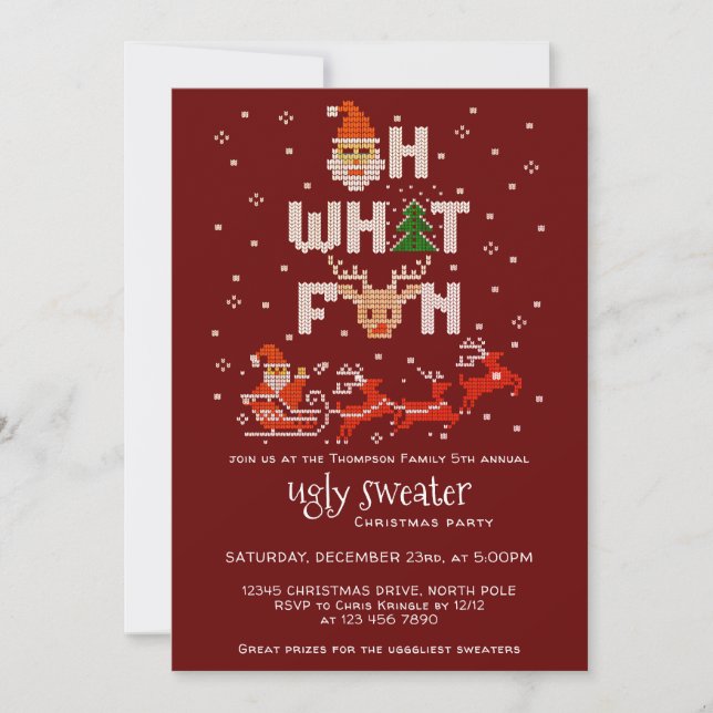 Invitación Fiesta de feriado de los Navidades sudorosos R Oh  (Anverso)