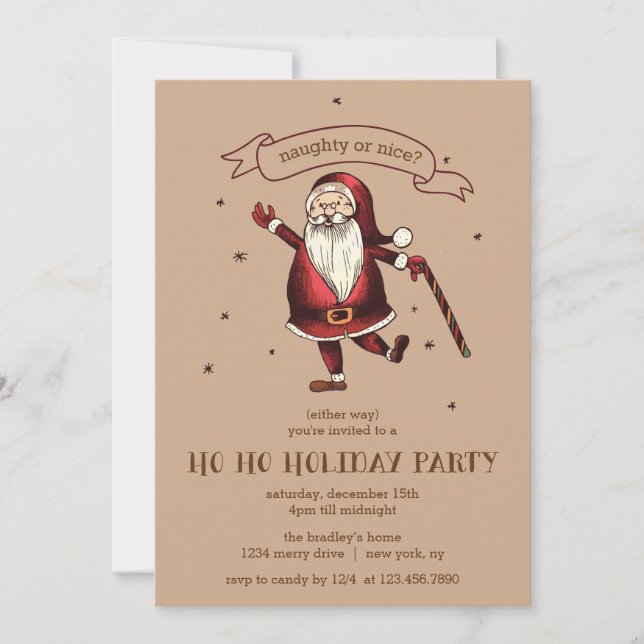 Invitación Fiesta de feriado de Merry Santa HO (Anverso)