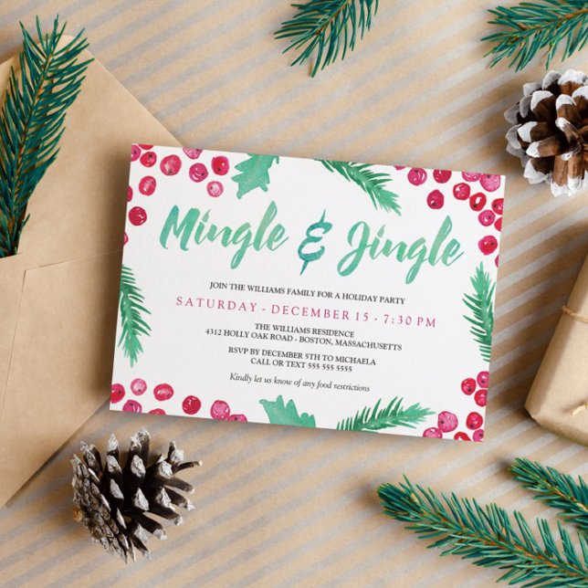 Invitación Fiesta de feriado de mingle y jingle Berries en co (Subido por el creador)