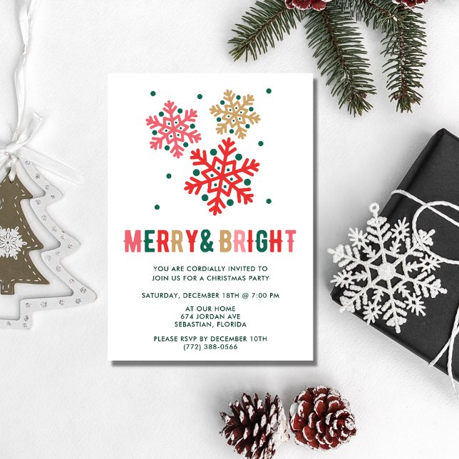 Invitación Fiesta de feriado de Navidades Brillantes (Merry Bright Christmas Holiday Party Invitation)