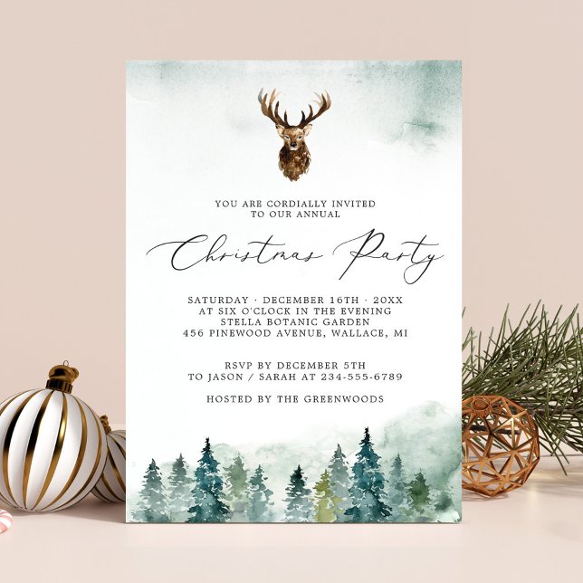 Invitación Fiesta de feriado de Navidades de cabeza de ciervo (Subido por el creador)