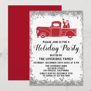 Invitación Fiesta de feriado de Navidades de Camión Rojo de S