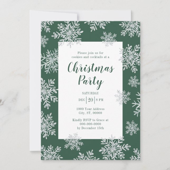 Invitación Fiesta de feriado de Navidades de copas de nieve e (Anverso)