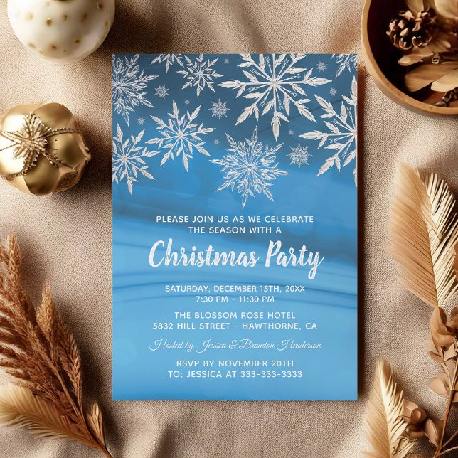 Invitación Fiesta de feriado de Navidades de copo de nieve en (Subido por el creador)