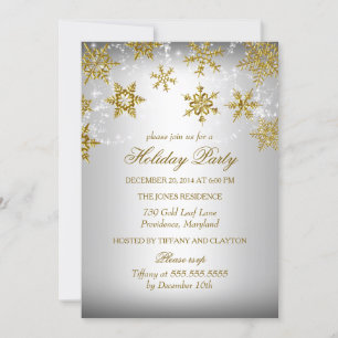 Invitación Fiesta de feriado de Navidades de copos de nieve d