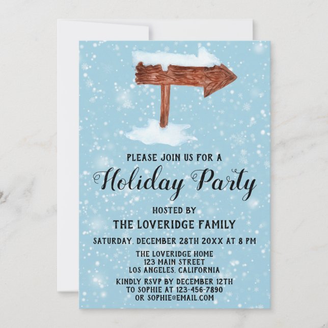 Invitación Fiesta de feriado de Navidades de la nieve blanca  (Anverso)