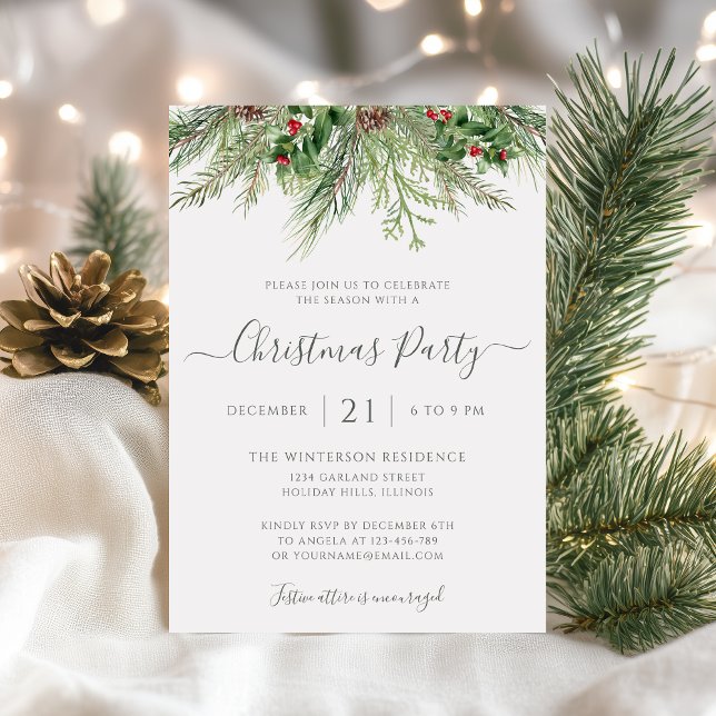 Invitación Fiesta de feriado de Navidades de la vegetación de (Subido por el creador)