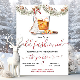 Invitación Fiesta de feriado de Navidades de moda de Bourbon