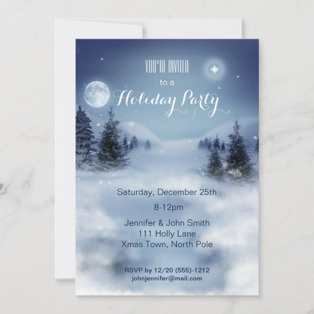Invitación Fiesta de feriado de Navidades de Nieve en Winderl (Anverso)
