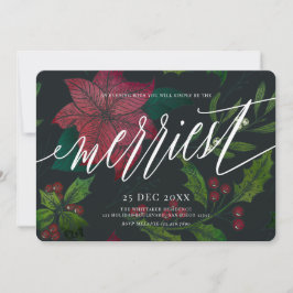 Invitación Fiesta de feriado de Navidades de Poinsettia Spiri