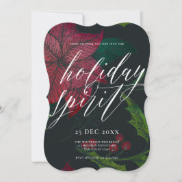 Invitación Fiesta de feriado de Navidades de Poinsettia Spiri