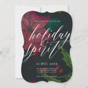 Invitación Fiesta de feriado de Navidades de Poinsettia Spiri