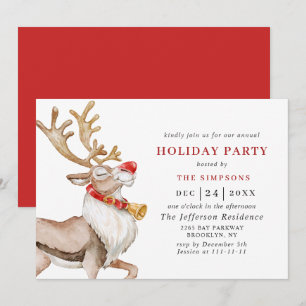 Invitación Fiesta de feriado de Navidades de renos Personaliz