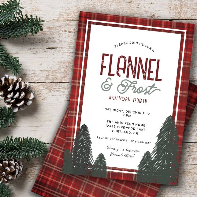 Invitación Fiesta de feriado de Navidades Flannel y Frost (Subido por el creador)