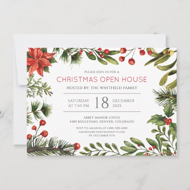 Invitación Fiesta de feriado de Navidades florales de la Cáma (Anverso)