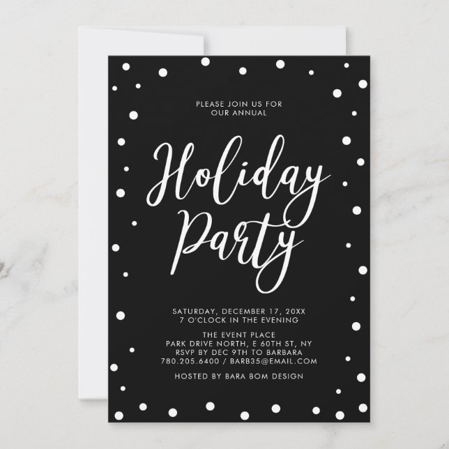 Invitación Fiesta de feriado de Navidades modernos blancos y  (Anverso)