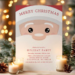Invitación Fiesta de feriado de Navidades modernos de Santa C<br><div class="desc">Santa Claus Curió La Invitación De La Fiesta De Navidades Modernos. Este bonito diseño navideño presenta la cara de Santa Claus con rayas de caramelo rojas y blancas en la parte trasera. Personalice este diseño de vacaciones personalizado con sus propios detalles fiestas. Perfecto para una cena familiar o para una...</div>