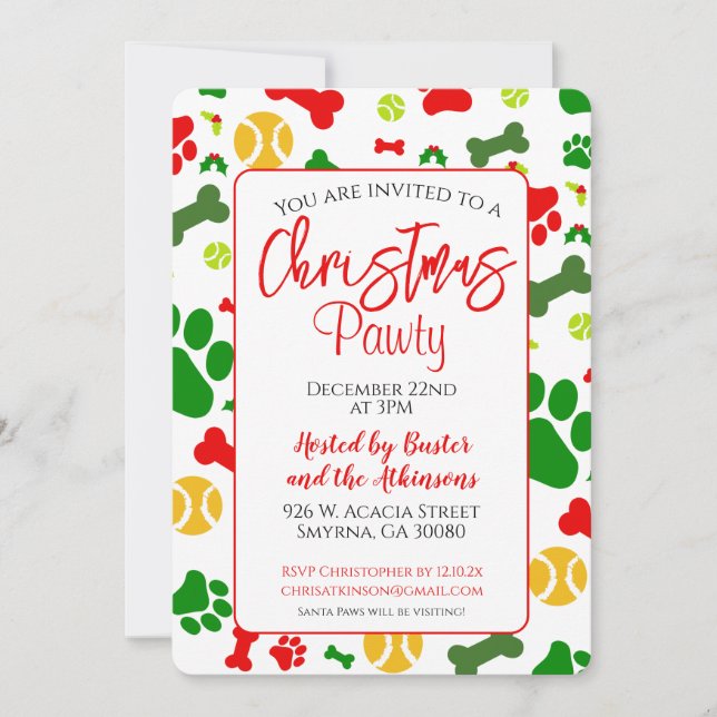 Invitación Fiesta de feriado de perros Navidades (Anverso)