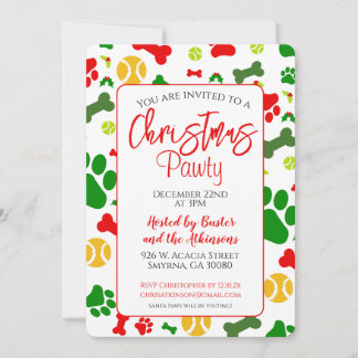 Invitación Fiesta de feriado de perros Navidades