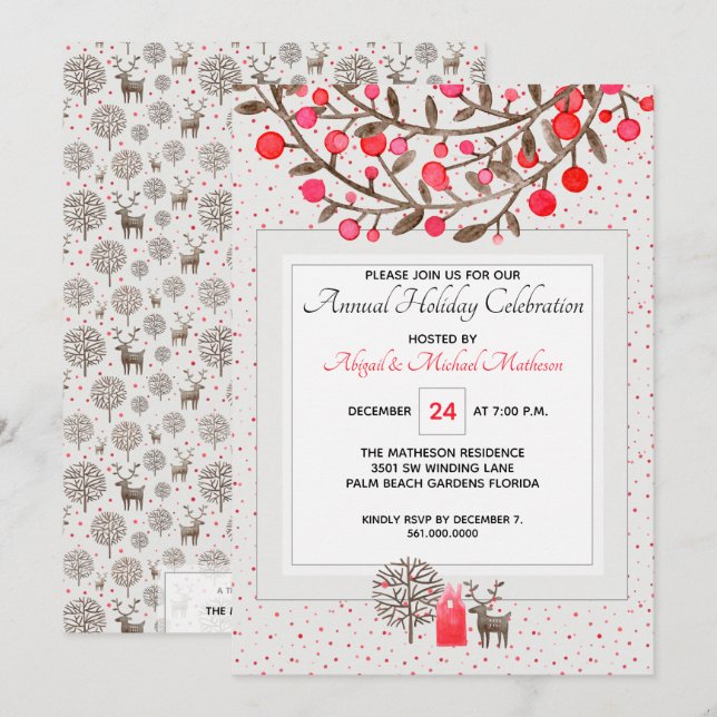 Invitación Fiesta de feriado de renos de la vieja ciudad de W (Anverso / Reverso)