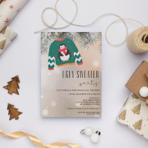 Invitación Fiesta de feriado de sudaderas Navidades