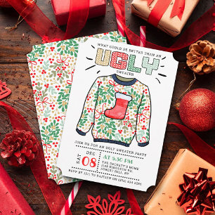 Invitación Fiesta de feriado de sudaderas Navidades