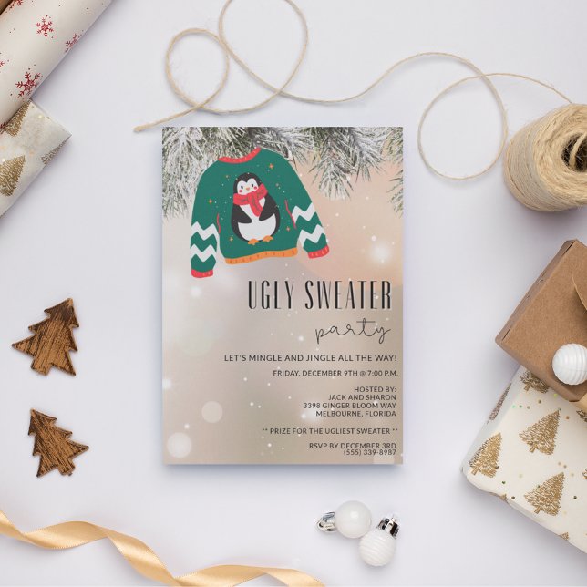 Invitación Fiesta de feriado de sudaderas Navidades (Ugly Sweater Christmas Party Invitation)