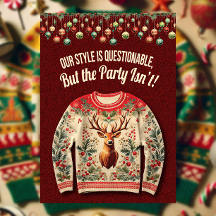 Invitación Fiesta de feriado de sudaderas Navidades