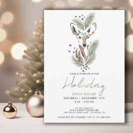 Invitación Fiesta de feriado de venados de Woodland Navidades