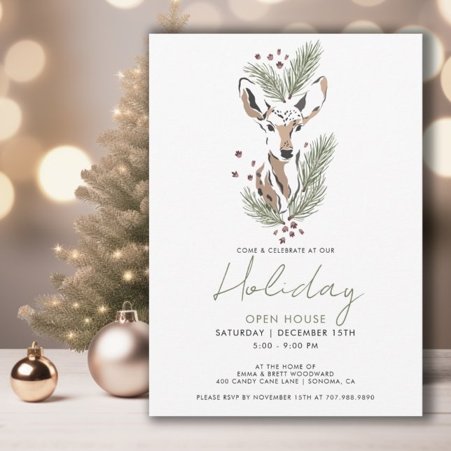 Invitación Fiesta de feriado de venados de Woodland Navidades (Subido por el creador)
