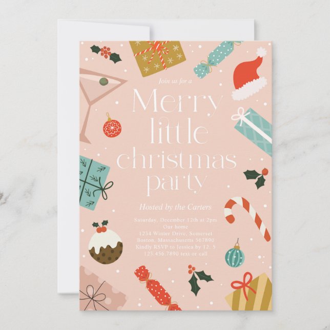 Invitación Fiesta de feriado del Fiesta de los Navidades pequ (Anverso)