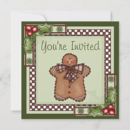 Invitación Fiesta de feriado del hombre de pan de jengibre
