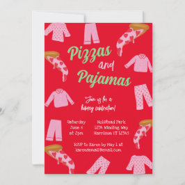 Invitación Fiesta de feriado Fiesta Pizza y Pajama