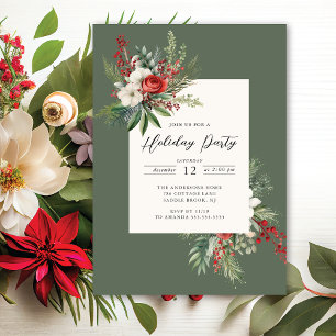 Invitación Fiesta de feriado floral para navidades