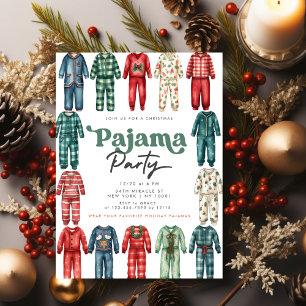 Invitación Fiesta de feriado infantil del Fiesta Pajama navid