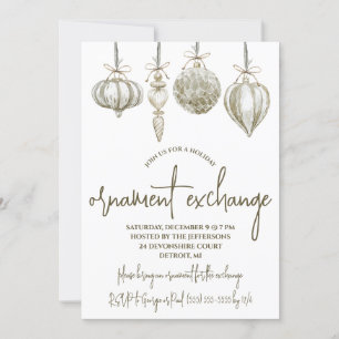 Invitación Fiesta de feriado por intercambio de ornamentos