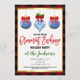 Invitación Fiesta de feriado por intercambio de ornamentos
