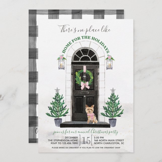 Invitación Fiesta de feriado territorial de Yorkie Yorkshire (Anverso / Reverso)