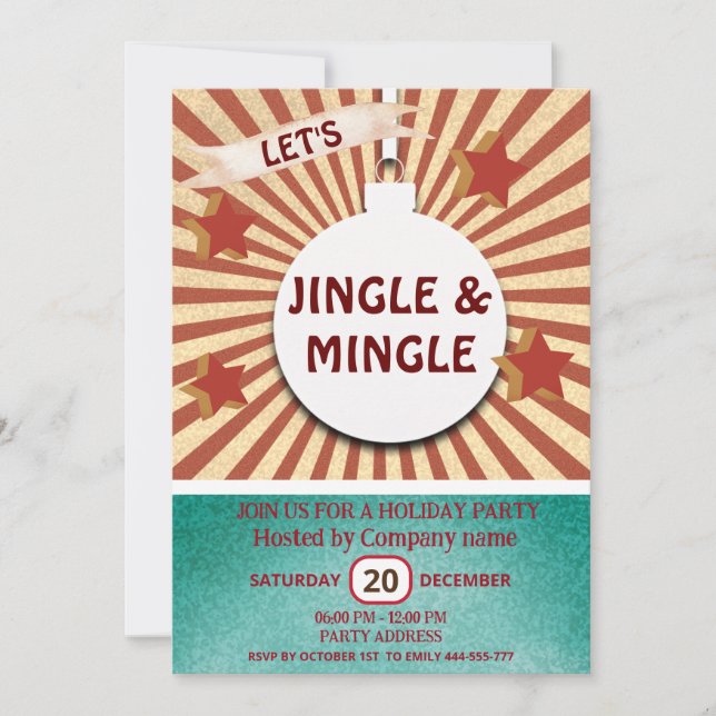 Invitación Fiesta de feriados corporativos Jingle y Mingle de (Anverso)