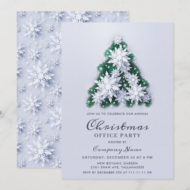 Invitación Fiesta de feriados corporativos para Navidades con (Anverso / Reverso)